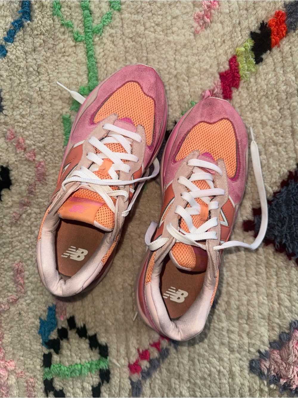New Balance Pink and Orange Retro Mesh Runner Sneakers
